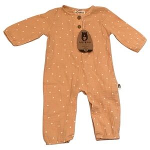 Rabbit + Bear Organic Cotton Peach Muslin One Piece Playsuit Romper 3-6 Months
